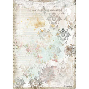 Stamperia A4 Rice paper - Romantic JOURNAL Texture with Lace