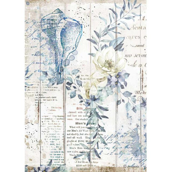 Stamperia Rice Paper A4 - Vintage Library Flowers and Letters