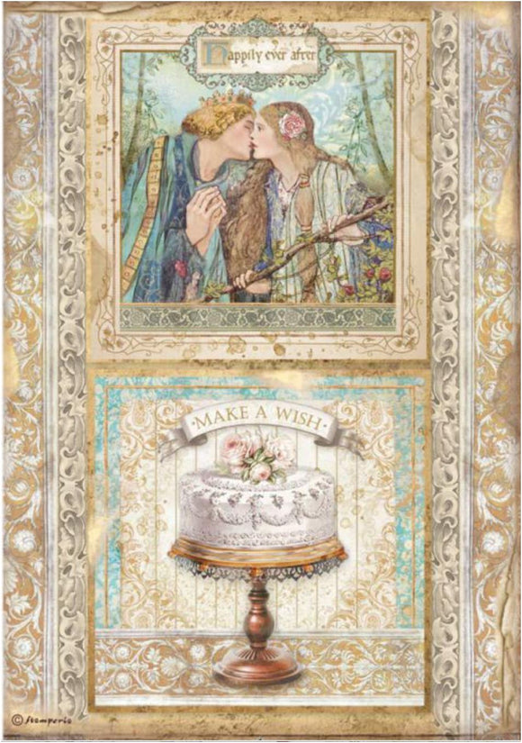 Stamperia Rice Paper A4 -  SLEEPING BEAUTY CAKE FRAME