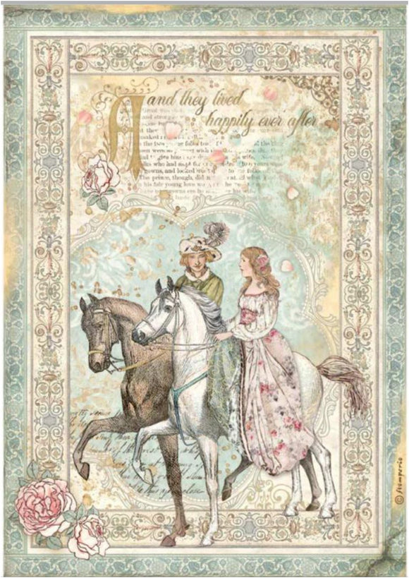 Stamperia Rice Paper A4 -  SLEEPING BEAUTY PRINCE ON HORSE