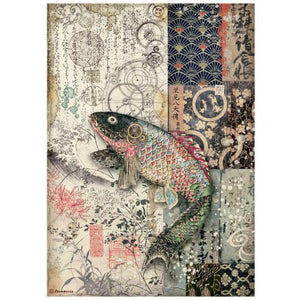 Stamperia * Sir Vagabond in Japan mechanical fish *  Rice Paper A4