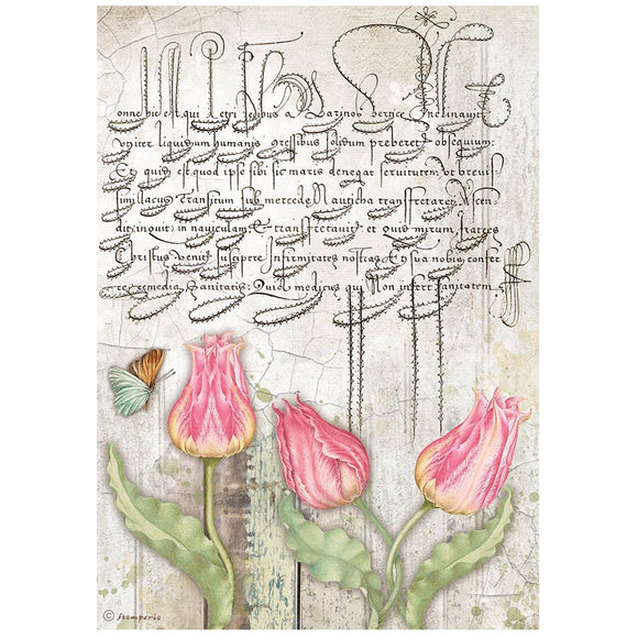 Romantic Garden House, Stamperia, A4 Rice paper packed -  tulips