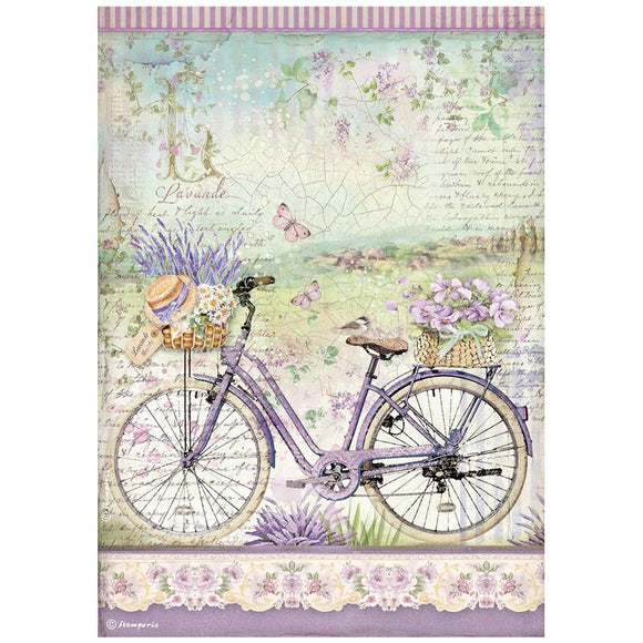 Provence, Stamperia, A4 Rice paper packed -  bicycle