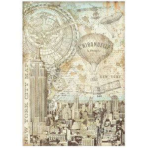Sir Vagabond Aviator, Stamperia, A4 Rice paper packed -   New York city map