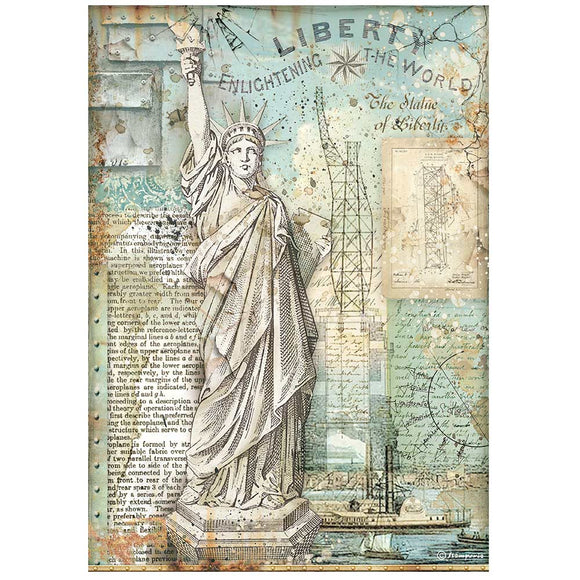Sir Vagabond Aviator, Stamperia, A4 Rice paper packed -   Statue of Liberty