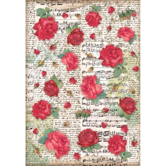 A4 Rice paper packed - Desire red roses