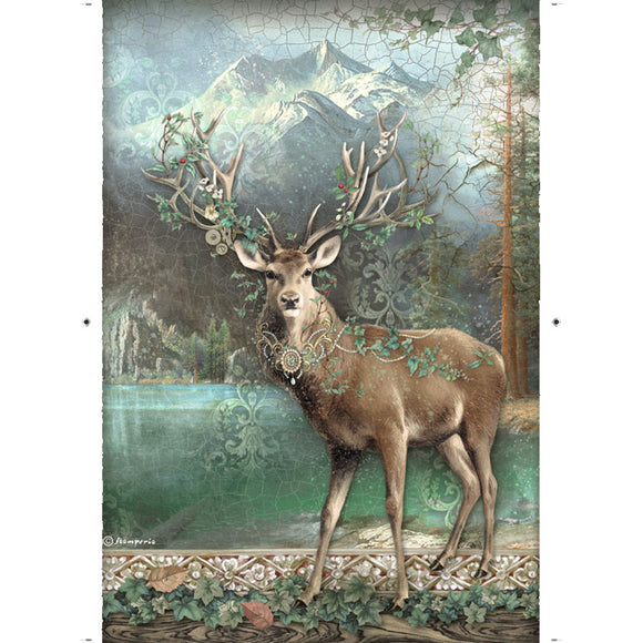 Stamperia, A4 Rice paper packed - Magic Forest deer