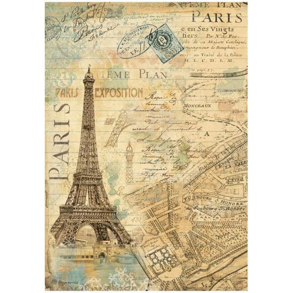 Stamperia, A4 Rice paper packed - Around the world Paris