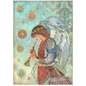 Stamperia, A4 Rice  paper packed - Christmas Greetings angel