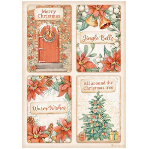 Stamperia, A4 Rice  paper packed - All Around Christmas 4 cards