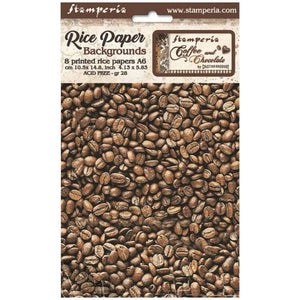 Stamperia Selection 6 Rice paper A6  backgrounds- Coffee and Chocolate