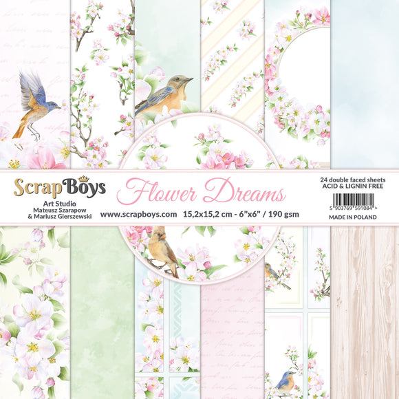 Flower Dreams, Scrapboys 24 double sided 6x6, scrapbooking paper pack
