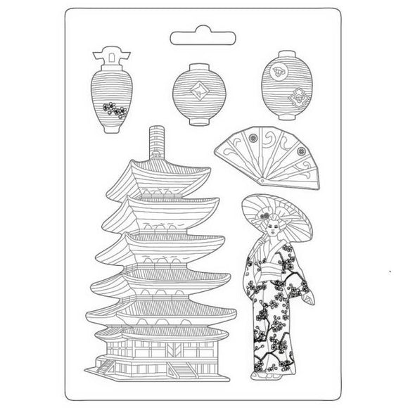 Stamperia *  Sir Vagabond in Japan Pagoda*  Soft Mould A4