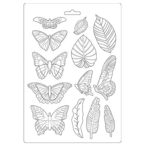Stamperia Soft Mould / mold A4 * AMAZONIA Leaves and Butterflies * K3PTA489