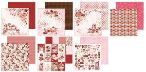 Mintay ***  CHOCOLATE KISS *** Scrapbooking Paper 12x12 Set of 7 /1 each SINGLE SHEET, Cardstock