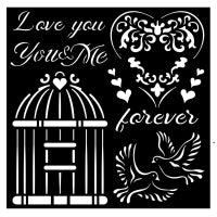 Thick stencil cm 18X18 - You and me Love me