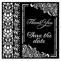 Thick stencil cm 18X18 - You and me thank you save the date