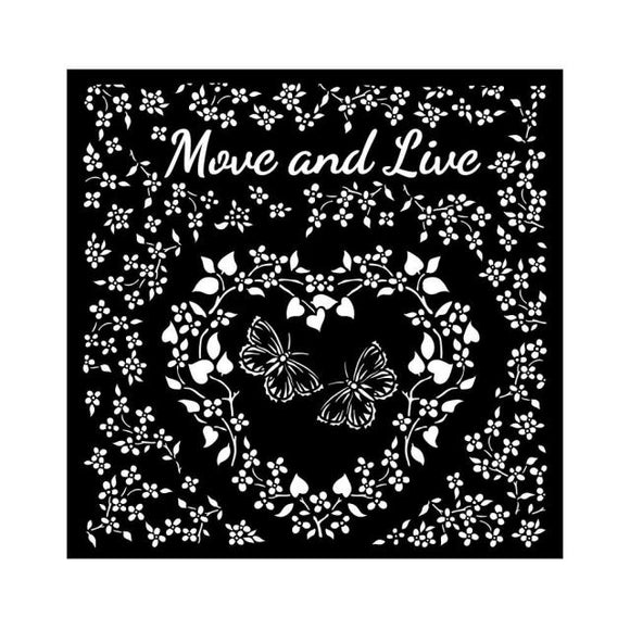 Stamperia, Thick stencil cm 18X18 - Sunflower Art Move and live heart