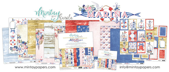 Mintay *** MARINA ***  set of 7, 1/ea  12 x12  Double Sided Designer Scrapbooking Paper, Cardstock