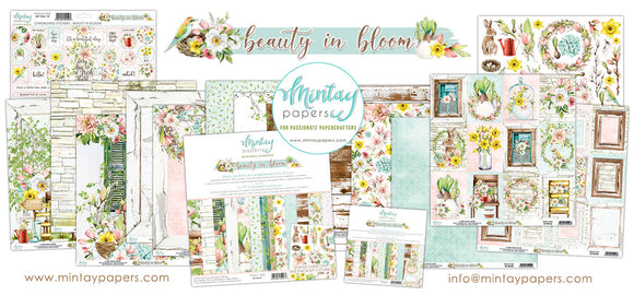 Mintay *** Beauty in Bloom ***  set of 7, 1/ea  12 x12  Double Sided Designer Scrapbooking Paper, Cardstock