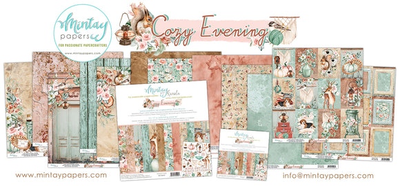 Mintay *** Cozy Evening***  set of 7, 1/ea  12 x12  Double Sided Designer Scrapbooking Paper, Cardstock