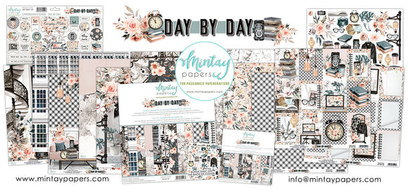 Mintay *** DAY by DAY***  set of 7, 1/ea  12 x12  Double Sided Designer Scrapbooking Paper, Cardstock