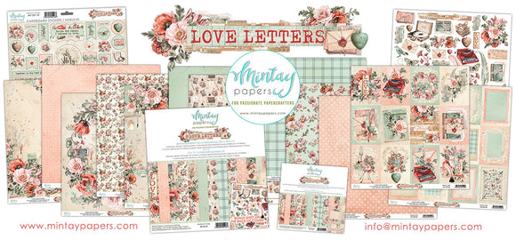 Mintay *** LOVE LETTERS ***  set of 6, 1/ea  12 x12  Double Sided Designer Scrapbooking Paper, Cardstock