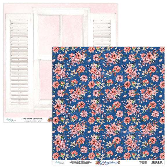 Mintay *** BERRYLICIOUS *** 12 x12  Double Sided Designer Scrapbooking Paper SINGLE SHEET, Cardstock MT-BER-02