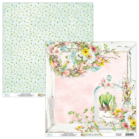 Mintay *** Beauty in bloom**  12 x12  Double Sided Designer Scrapbooking Paper SINGLE SHEET, Cardstock MT-BIB-03