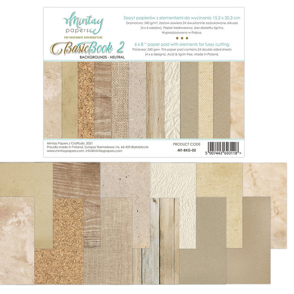 Mintay Booklet *** Background NEUTRAL ***  8x6  Scrapbooking Paper Pack, Cardstock