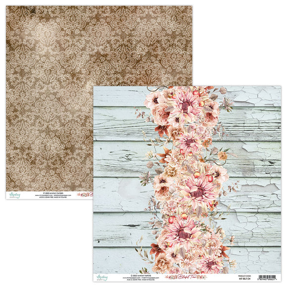 Mintay *** BLISSFUL TIME *** double Sided Designer Scrapbooking Paper 12x12 SINGLE SHEET, Cardstock