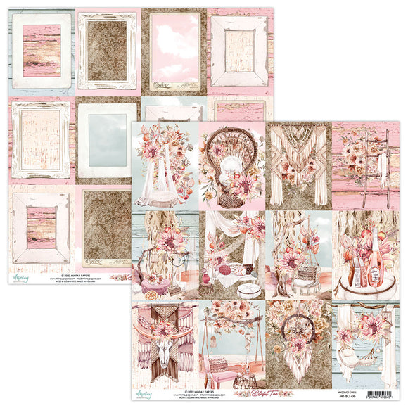 Mintay *** BLISSFUL TIME *** double Sided Designer Scrapbooking Paper 12x12 SINGLE SHEET, Cardstock