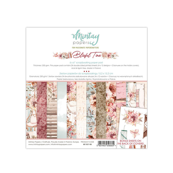 Mintay *** BLISSFUL TIME *** 6x6 Double Sided Designer Scrapbooking Paper Pack collection, Cardstock