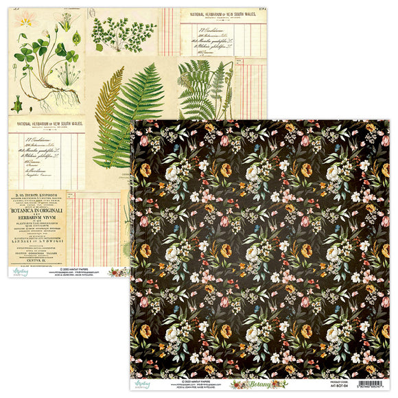 Mintay ***  BOTANY *** double Sided Designer Scrapbooking Paper 12x12 Single Sheet, Cardstock