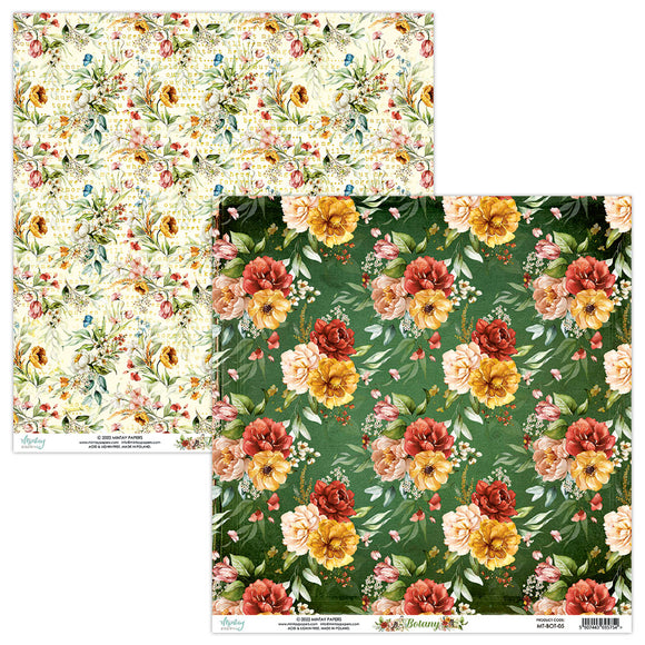 Mintay ***  BOTANY *** double Sided Designer Scrapbooking Paper 12x12 Single Sheet, Cardstock