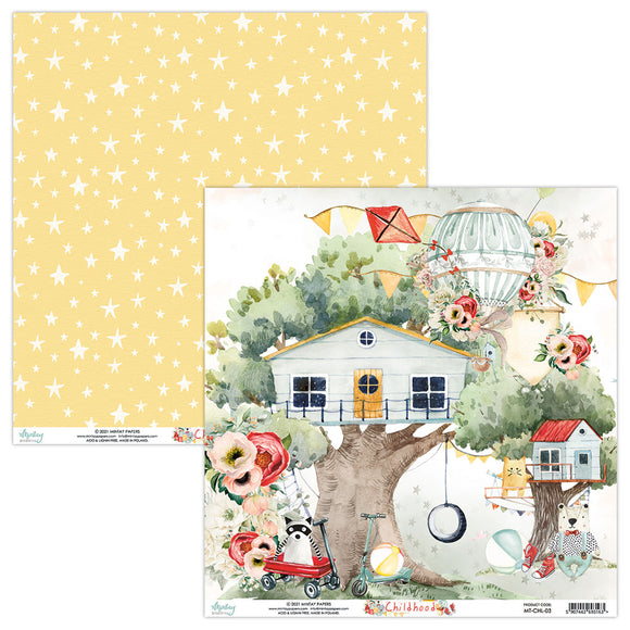 Mintay ***  CHILDHOOD *** double Sided Designer Scrapbooking Paper 12x12 Single Sheet, Cardstock