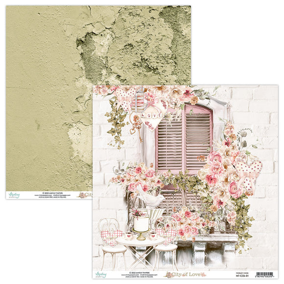 Mintay ***  City of Love 01 ***  double Sided Designer Scrapbooking Paper 12x12 SINGLE SHEET, Cardstock