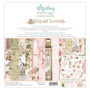 Mintay *** City of Love *** 12 x12 Double Sided Designer Scrapbooking Paper Pack collection, Cardstock