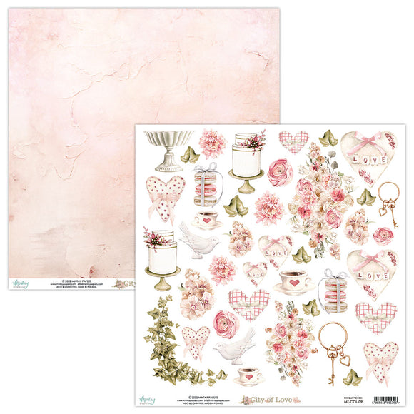 Mintay ***  City of Love 09 ***  double Sided Designer Scrapbooking Elements Paper 12x12 SINGLE SHEET, Cardstock