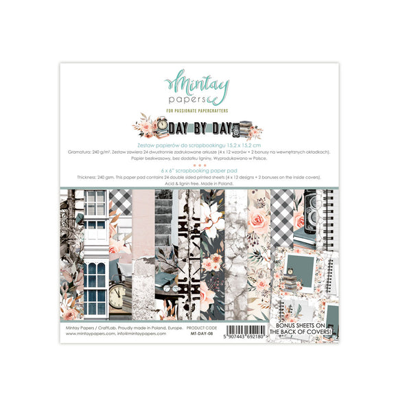 Mintay *** DAY BY DAY ***  6x6 Double Sided Designer Scrapbooking Paper Pack collection, Cardstock