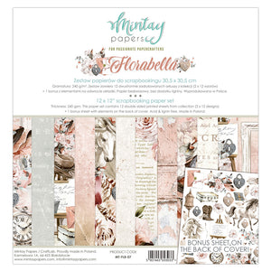 Mintay ***  FLORABELLA ***  12 x12  Double Sided Designer Scrapbooking Paper Pack collection, Cardstock