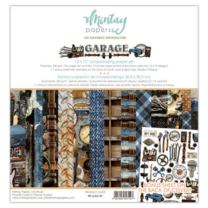Mintay *** GARAGE *** 12 x12 Double Sided Designer Scrapbooking Paper Pack collection, Cardstock