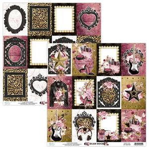 Mintay *** GLAM ROCK *** 12 x12  Double Sided Designer Scrapbooking Paper SINGLE SHEET, Cardstock