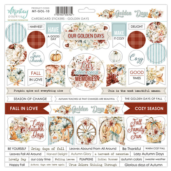 Mintay *** GOLDEN DAYS *** Stickers sheets chipboard  12 x12
