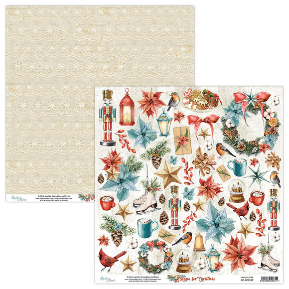 Mintay ***  HOME For CHRISTMAS *** double Sided Designer Scrapbooking Paper 12x12 Single Sheet, Cardstock