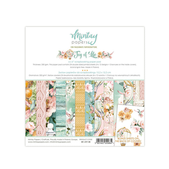 Mintay *** JOY of LIFE ***  6x6  Double Sided Designer Scrapbooking Paper Pack collection, Cardstock