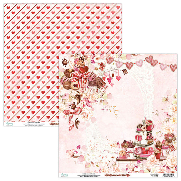 Mintay *** CHOCOLATE KISS *** double Sided Designer Scrapbooking Paper 12x12 SINGLE SHEET, Cardstock