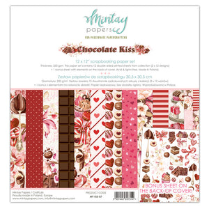 Mintay *** CHOCOLATE KISS *** 12 x12 Double Sided Designer Scrapbooking Paper Pack collection, Cardstock