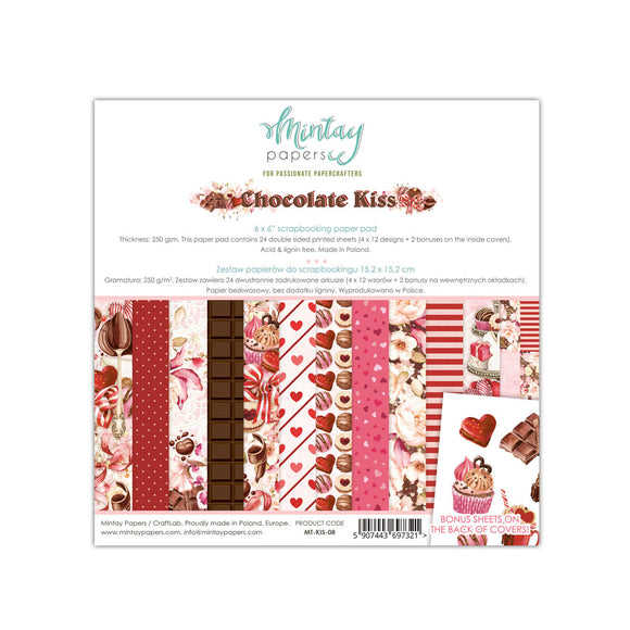 Mintay *** CHOCOLATE KISS *** 6x6 Double Sided Designer Scrapbooking Paper Pack collection, Cardstock