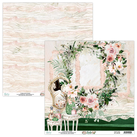 Mintay *** LADY ***  12 x12  Double Sided Designer Scrapbooking Paper SINGLE SHEET,  Cardstock MT-LAD-03